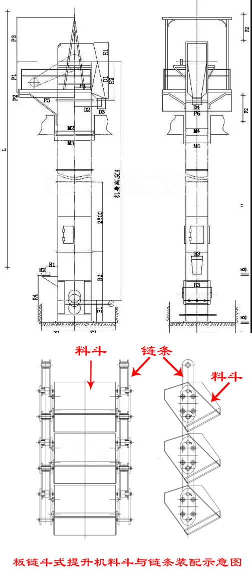 板鏈鬥式(shì)提升機(jī)圖紙